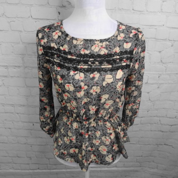 Lily Rose Floral Lace Sheer Blouse | Black/Cream - Picture 8 of 8